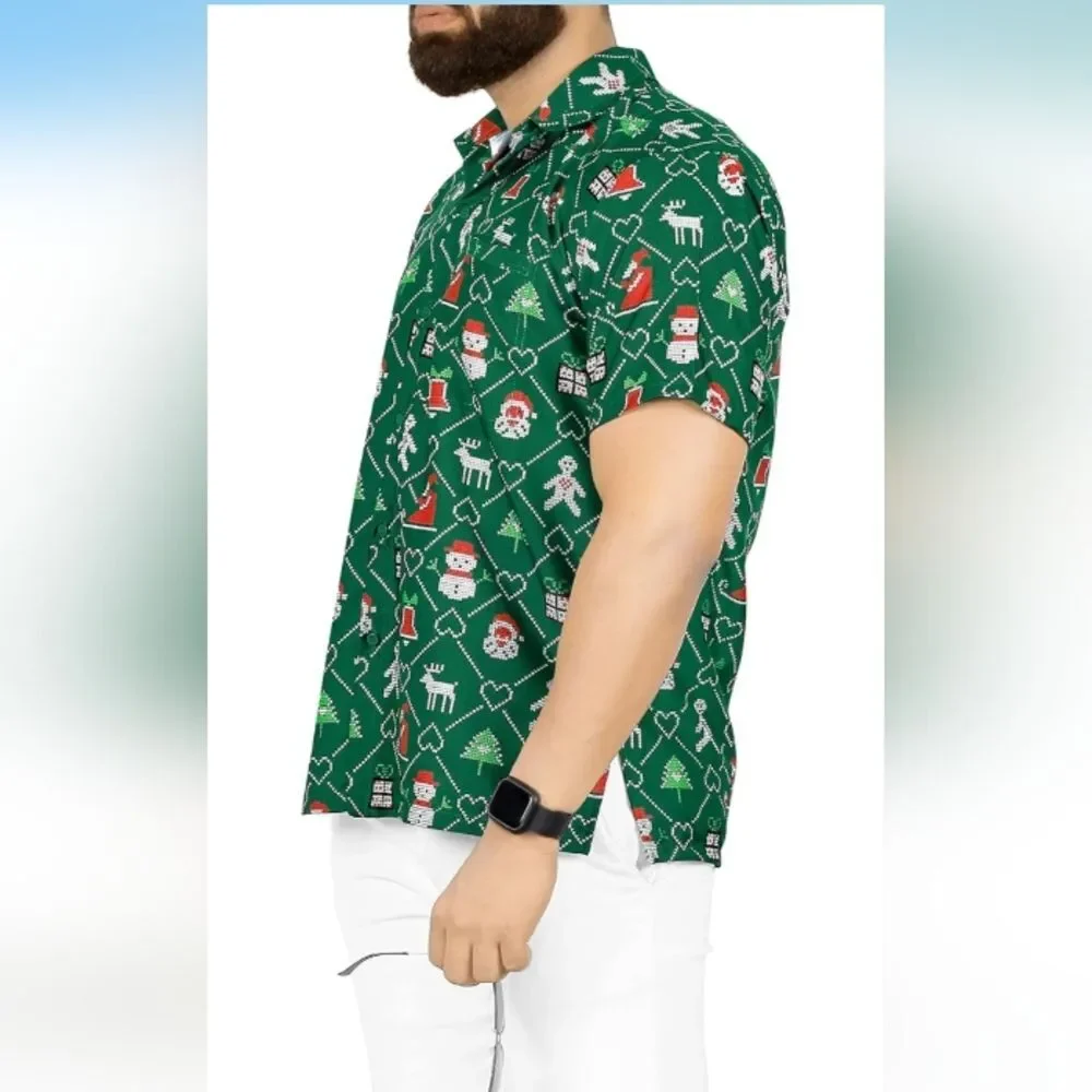 LA LEELA Hawaiian Style Ugly Christmas Sweater Shirt Size 3X NWOT P2P 31 In